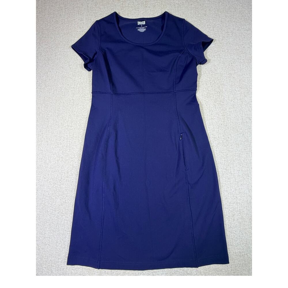 Duluth Trading Co Women Small Blue Short Sleeve Knee Length Dress Casual Travel